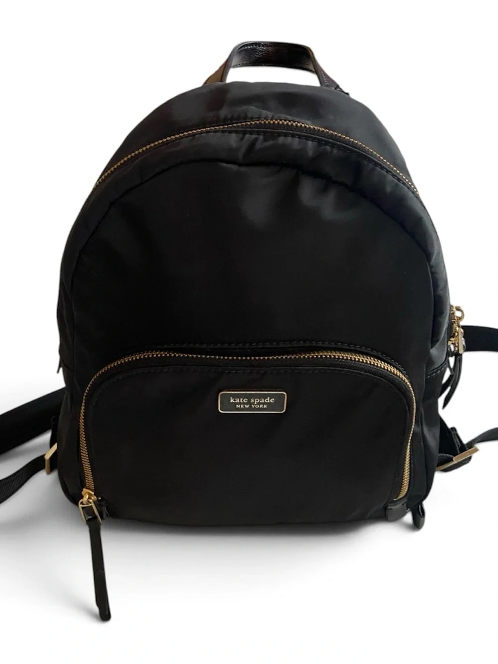 Kate Spade NY Medium Dawn Backpack/Book Bag Black Nylon With Gold Hardware